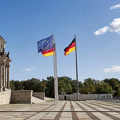 German and European Union flags