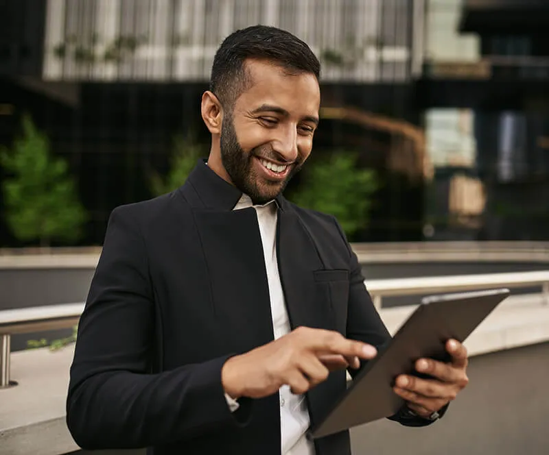 Businessman using tablet